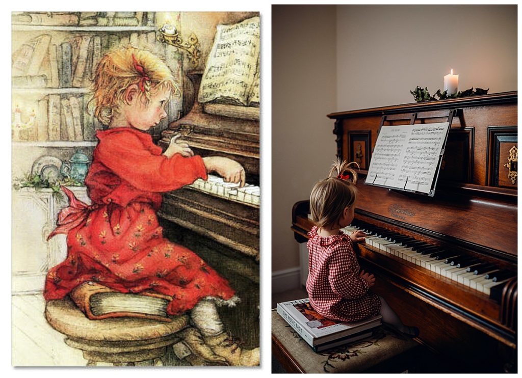 Vintage holiday inspiration - Child at piano