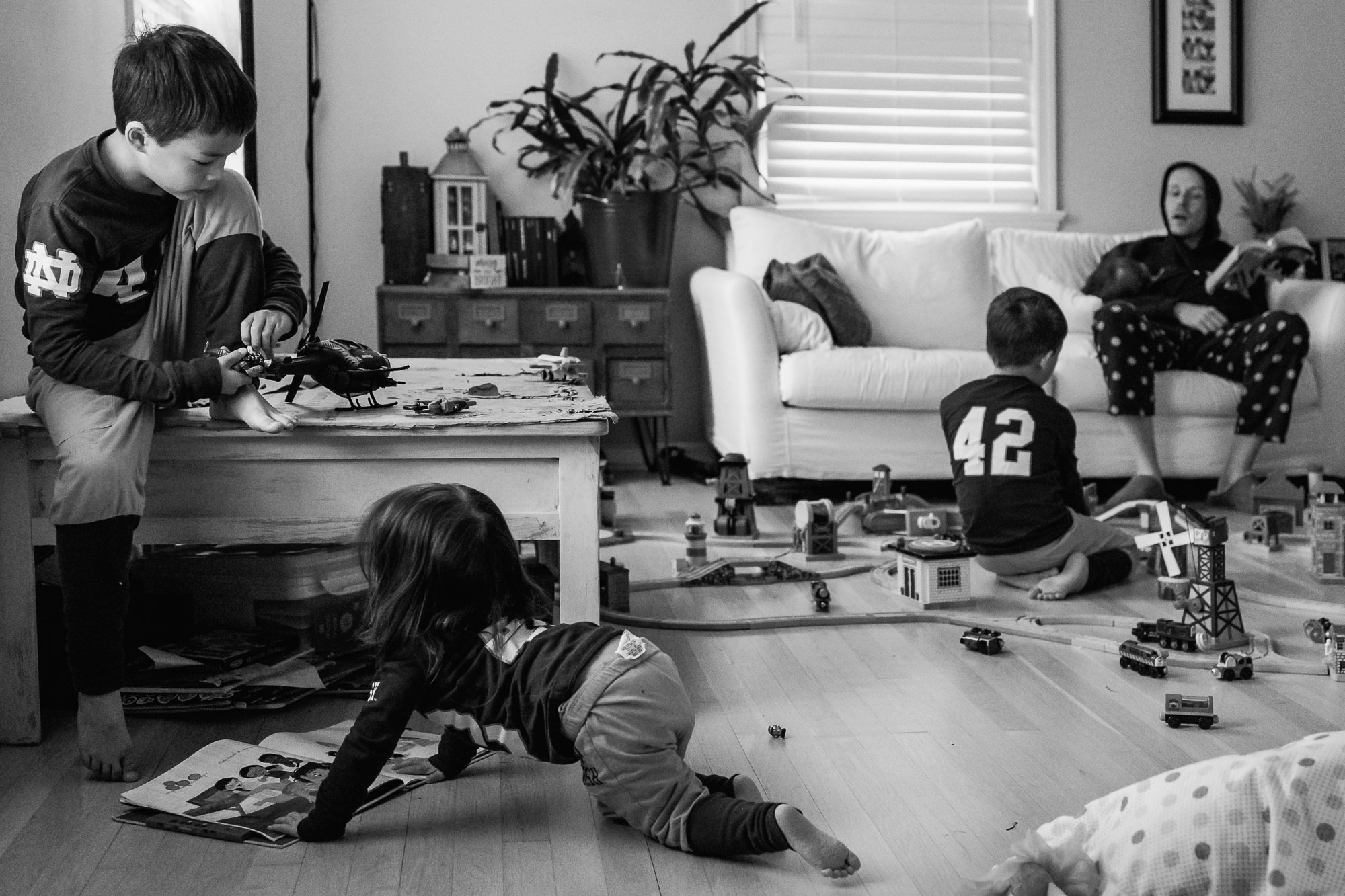 Children playing in living room
