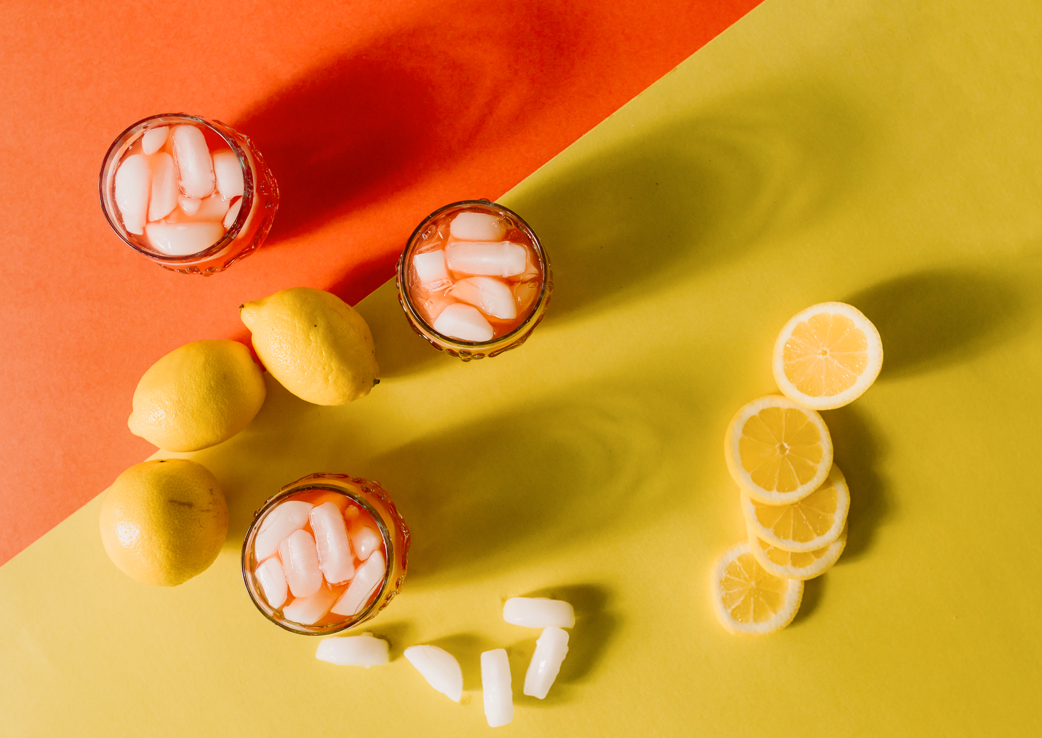 DIY Food & Flat Lay Backdrops - Orange and Yello drinks