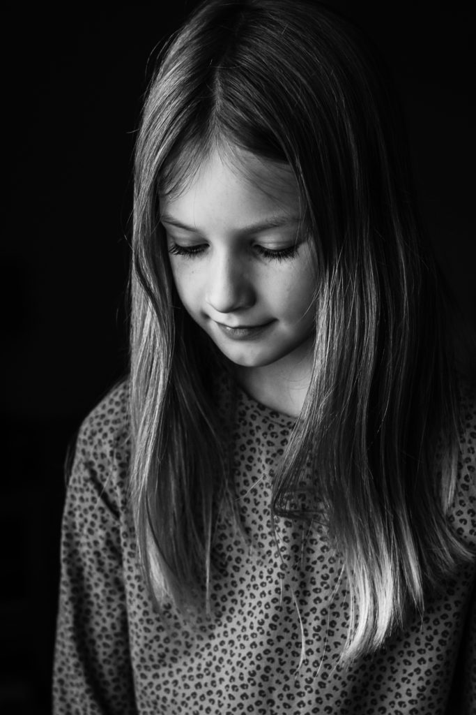 Black and White Portraits- girl indoor portrait