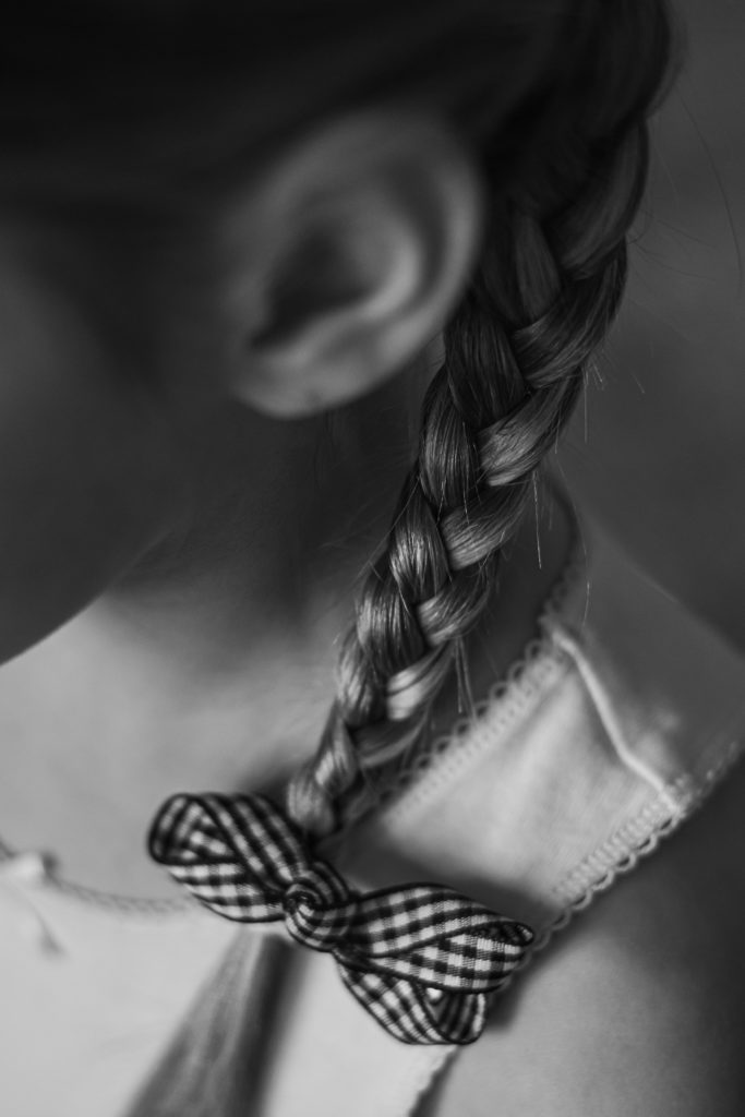 Black and white portrait of a braid