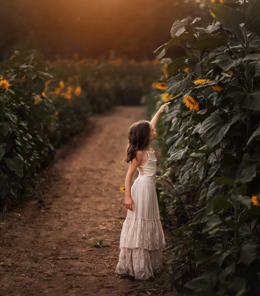 One Lens Challenge - girl in sunflower field