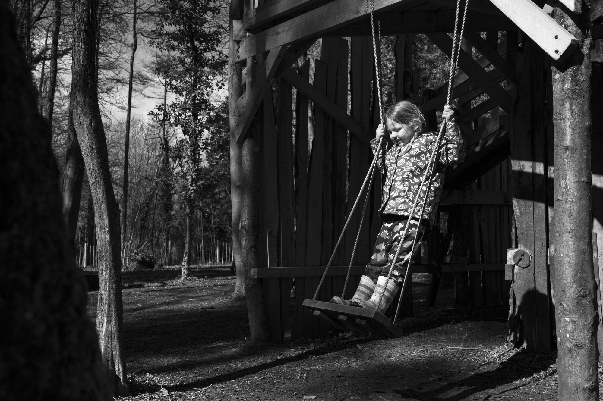 Capturing action by freezing motion - girl on swing