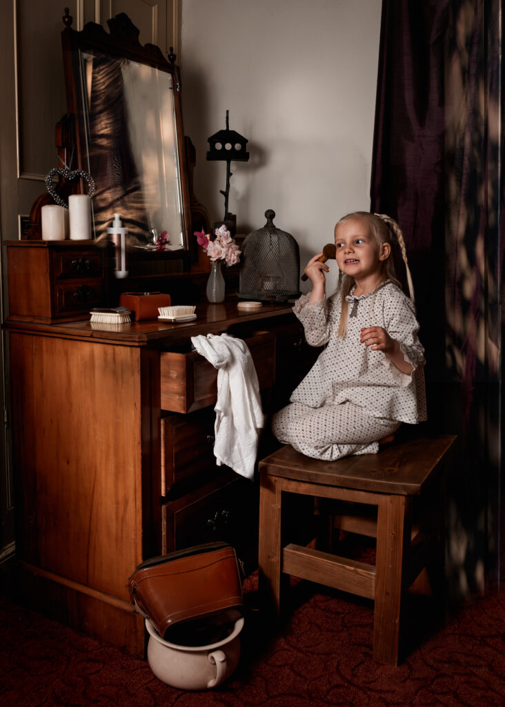 Beautiful Photos in Renovation Chaos - little girl putting on makeup