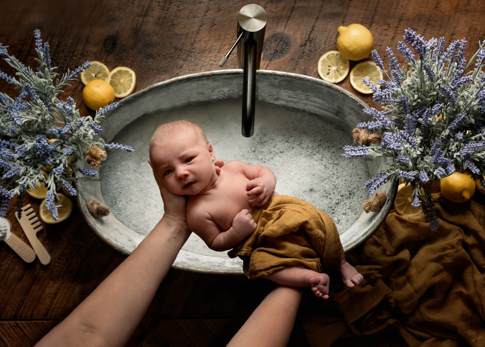 Baby over sink basin