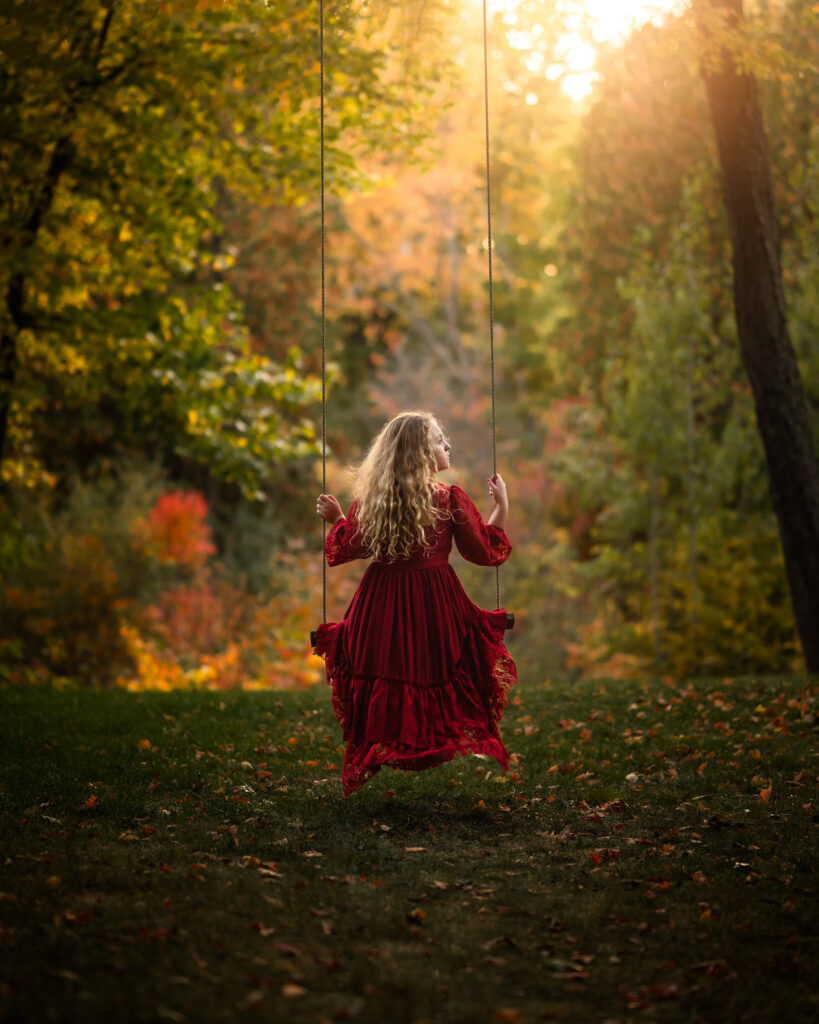 4 Tips for Capturing a Beautiful Autumn - girl on tree swing
