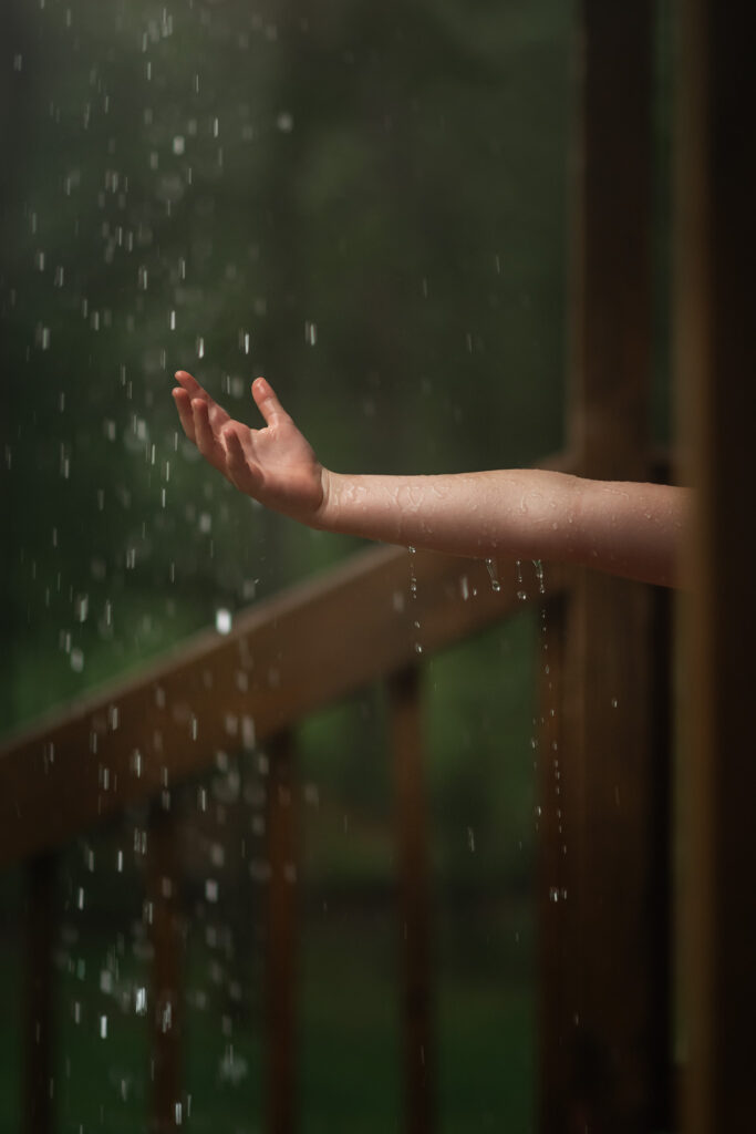 Catching raindrops with a hand